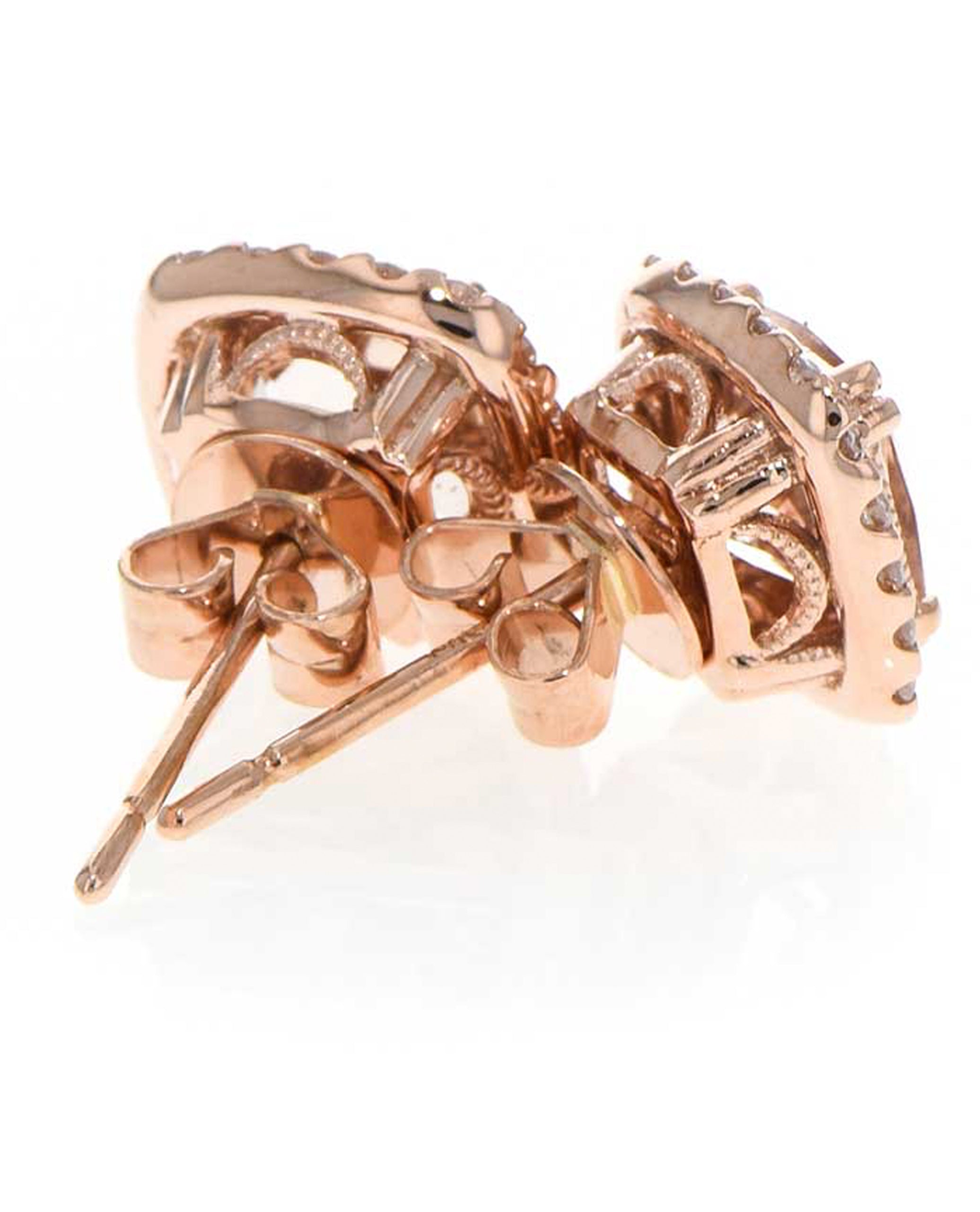 Allison Kaufman 14K Rose Gold Morganite & Diamond Stud Earrings with Pushbacks