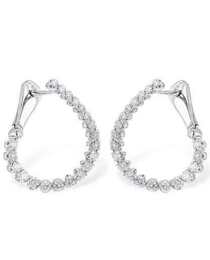 Allison Kaufman 14K White Gold Diamond Hoop Earrings
