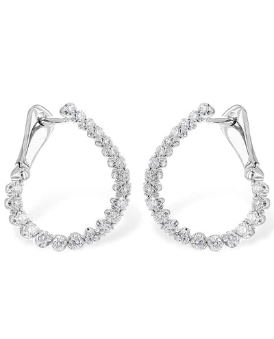 Allison Kaufman 14K White Gold Diamond Hoop Earrings 0.50 Carats