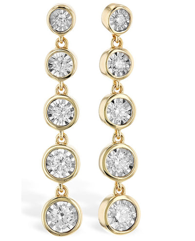 Allison Kaufman 14K Yellow Gold Dangle Round Diamond Tapering Earrings