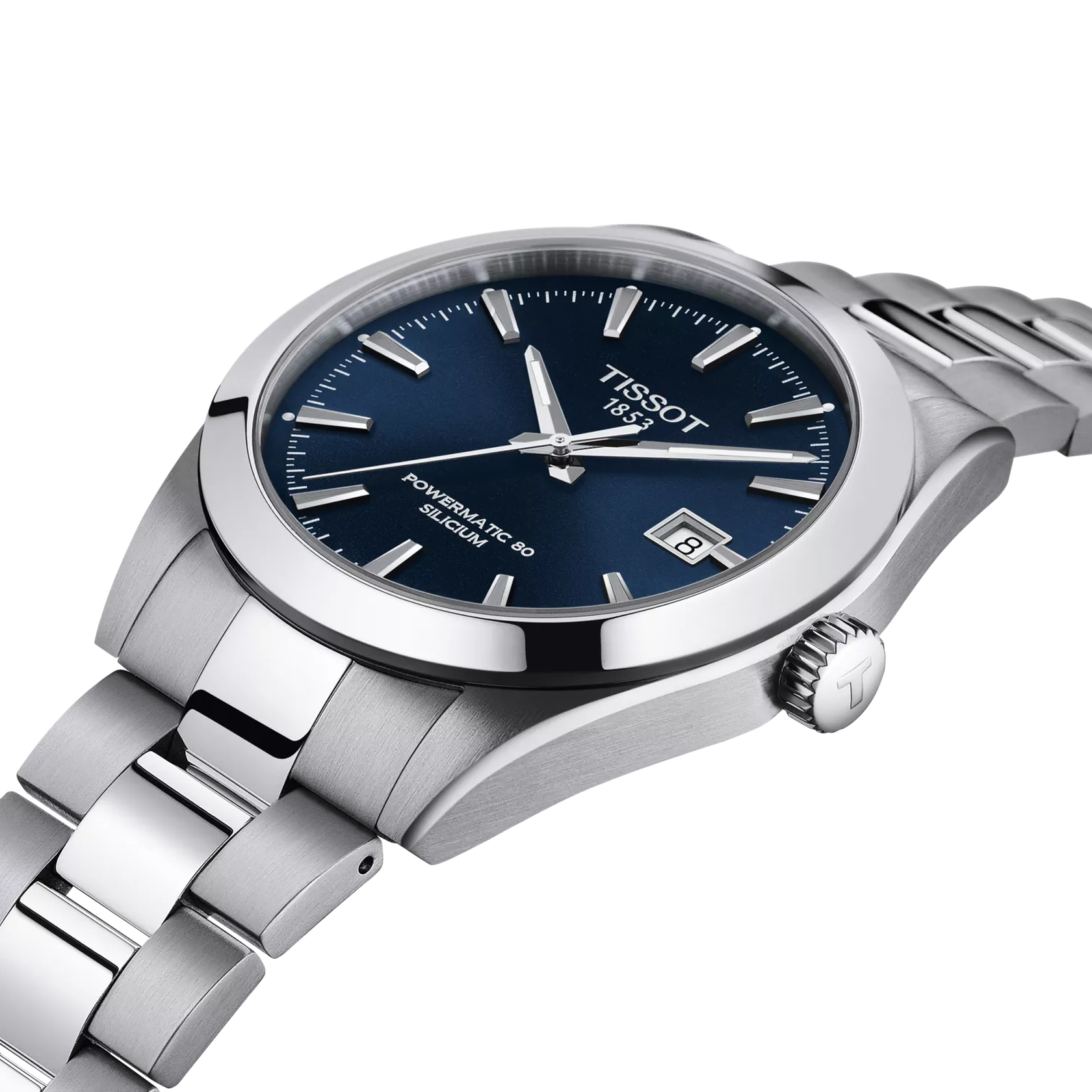 Tissot T127.407.11.041.00 Gentleman Powermatic 80 Silicium 40mm Watch with Blue Dial