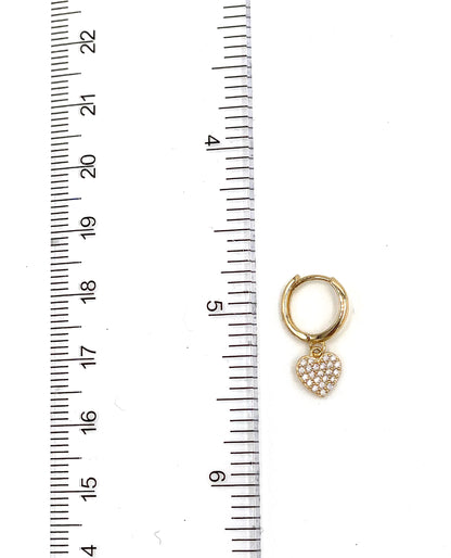 14K Yellow Gold Heart Dangle Earrings