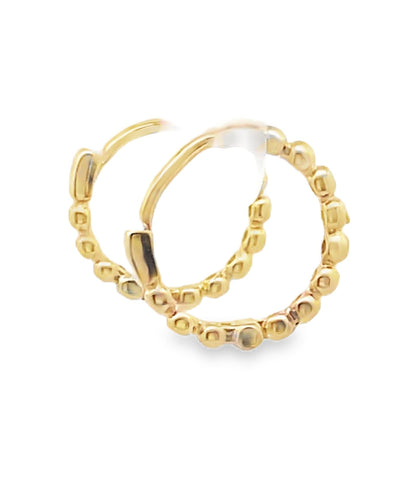 14K Yellow Gold Bead Huggie Earrings
