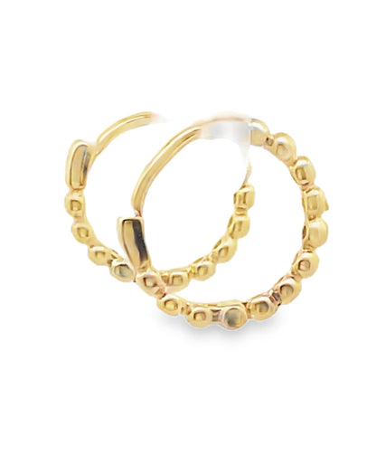 14K Yellow Gold Bead Huggie Earrings