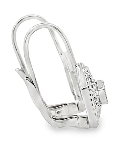 14K White Gold Antique Inspired Diamond Drop Earrings