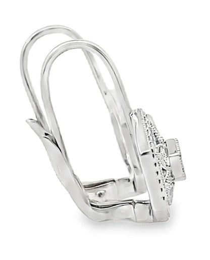 14K White Gold Antique Inspired Diamond Drop Earrings