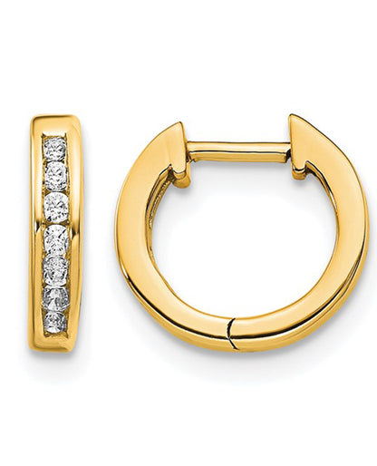 14K Yellow Gold Mini Diamond Hoop Earrings