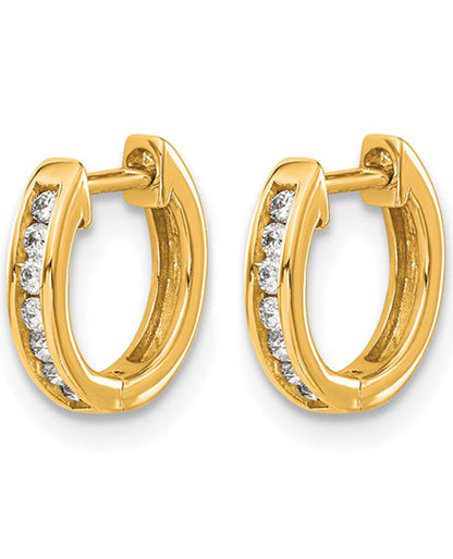 14K Yellow Gold Mini Diamond Hoop Earrings