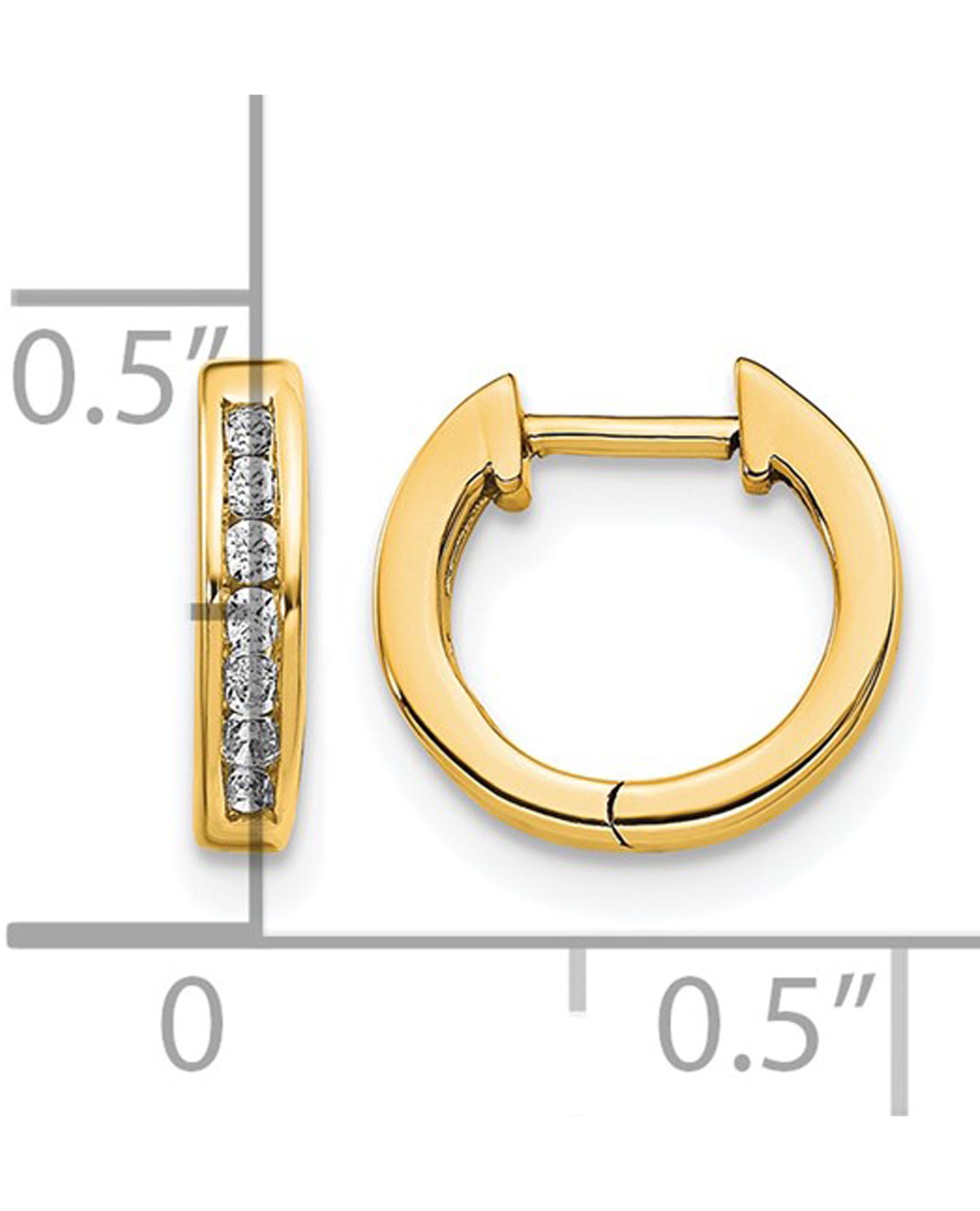 14K Yellow Gold Mini Diamond Hoop Earrings