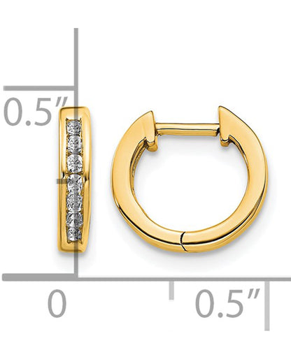 14K Yellow Gold Mini Diamond Hoop Earrings