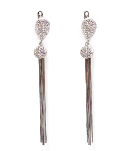 Sterling Silver Dangling Duster Earrings with CZ
