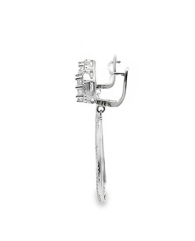 Sterling Silver Large Drop Earrings with CZ