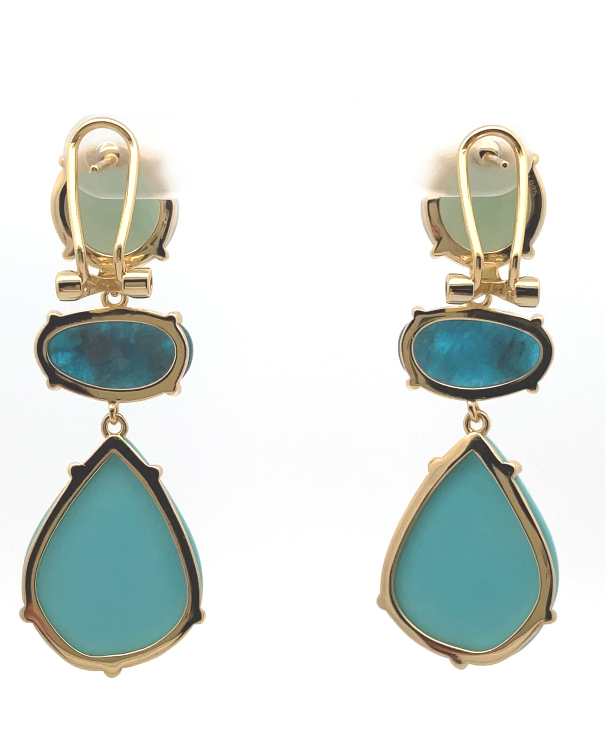 Sterling Silver Fashion Earrings with Blue/Turquoise Color Stones