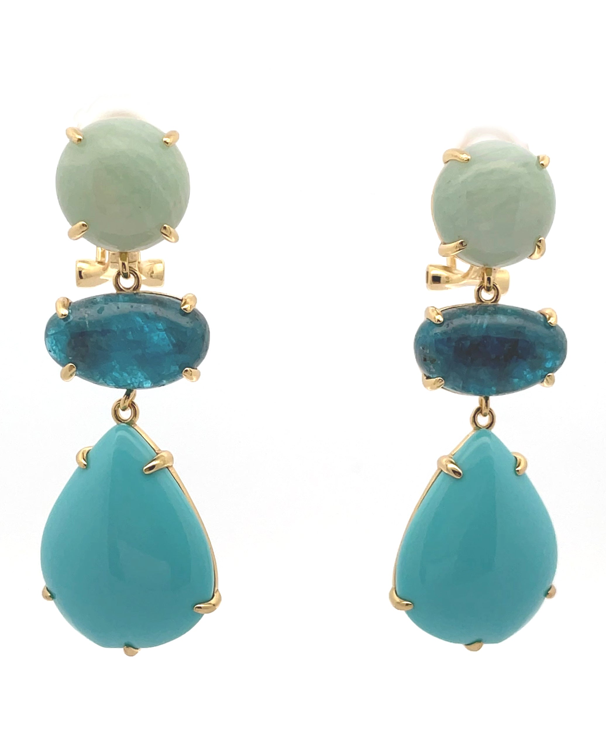Sterling Silver Fashion Earrings with Blue/Turquoise Color Stones