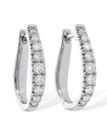 Allison Kaufman 14K White Gold Oval Hoop Earrings with Diamonds