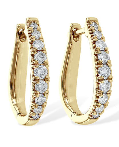 Allison Kaufman 14K Yellow Gold Oval Hoop Earrings with Diamonds