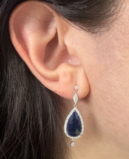 Meira T E10297/WB 14K White Gold Sapphire and Diamond Earrings