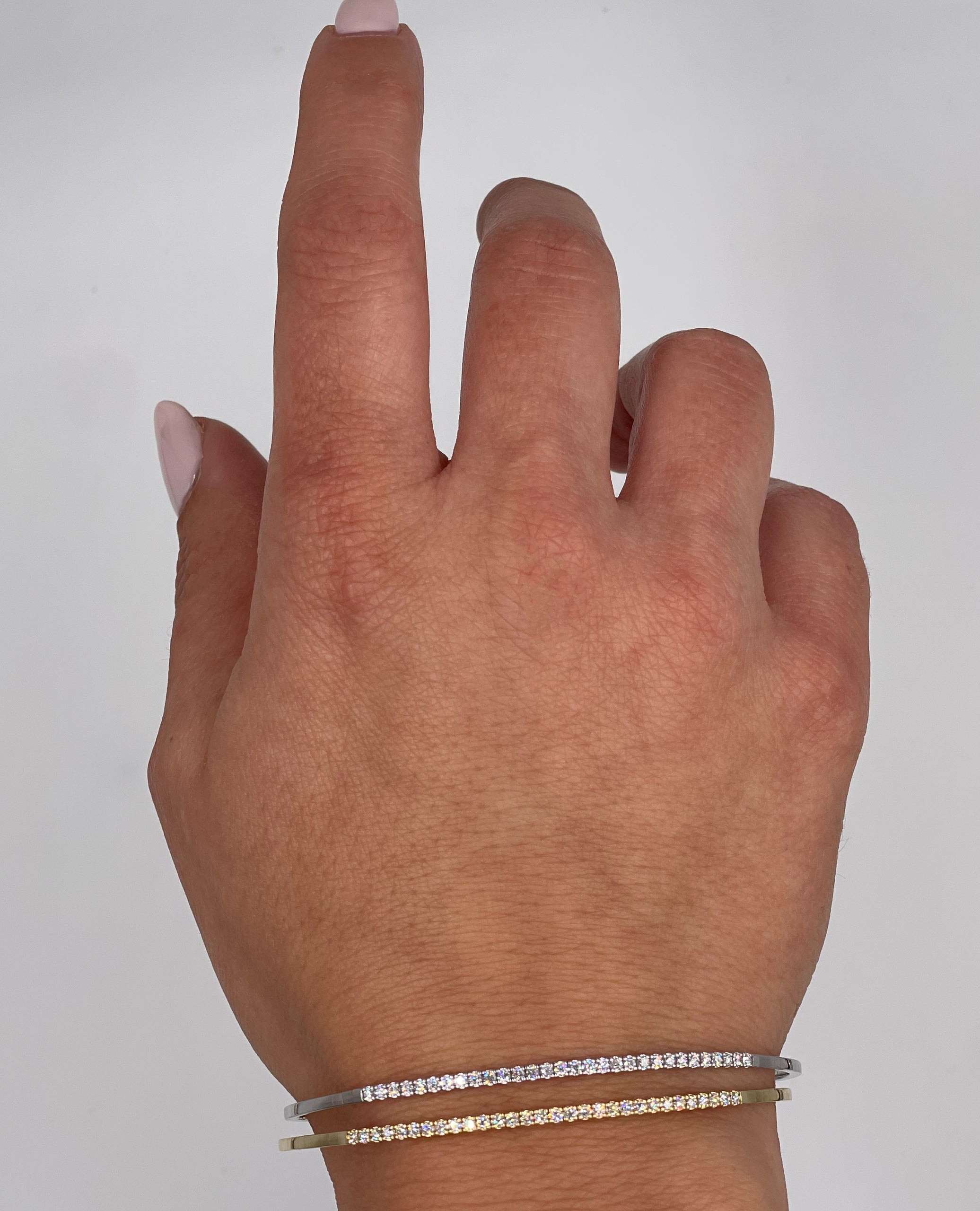14K White Gold Diamond Soft Bangle Bracelet