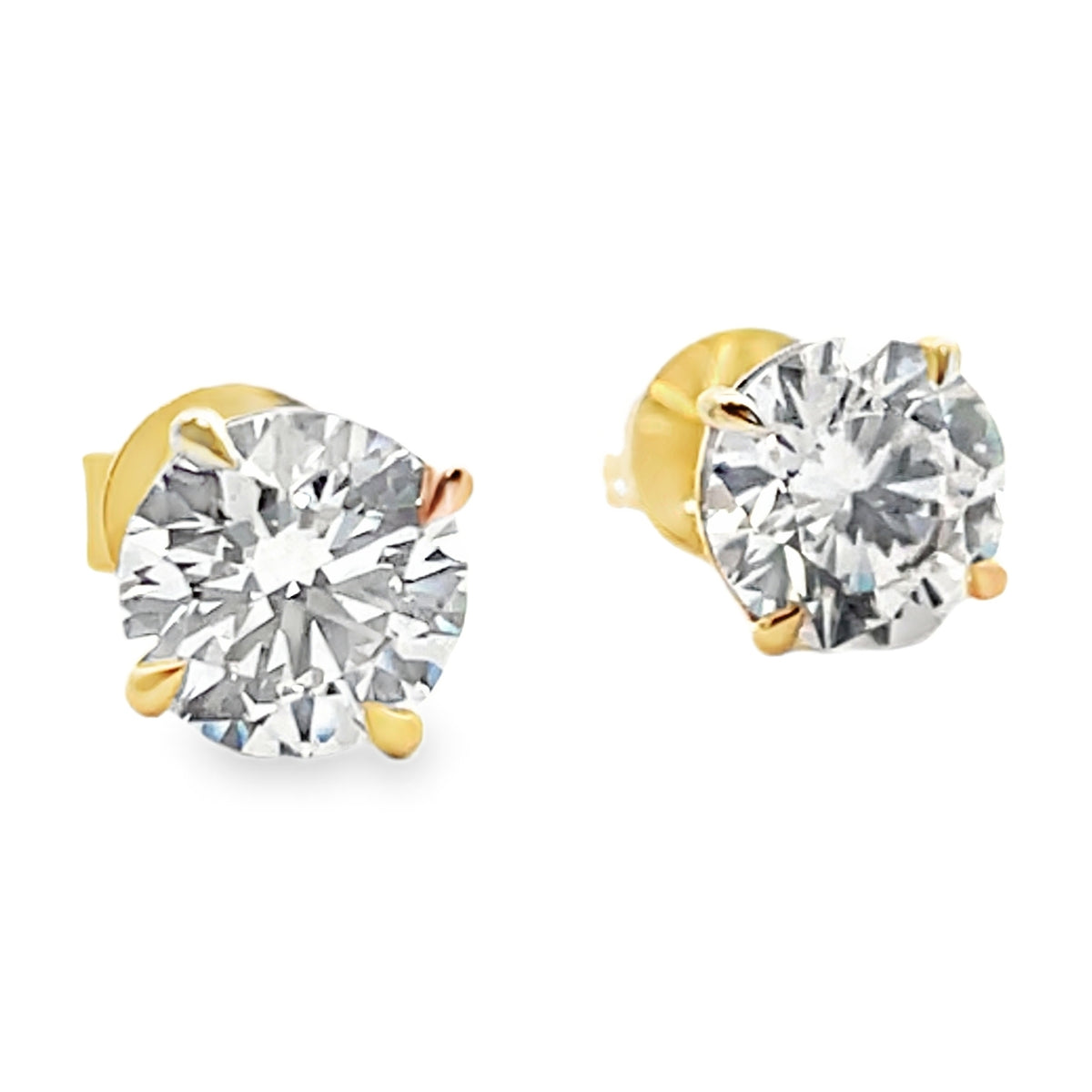 14K Yellow Gold Lab Grown Diamond Stud Earrings- 2.06 carats