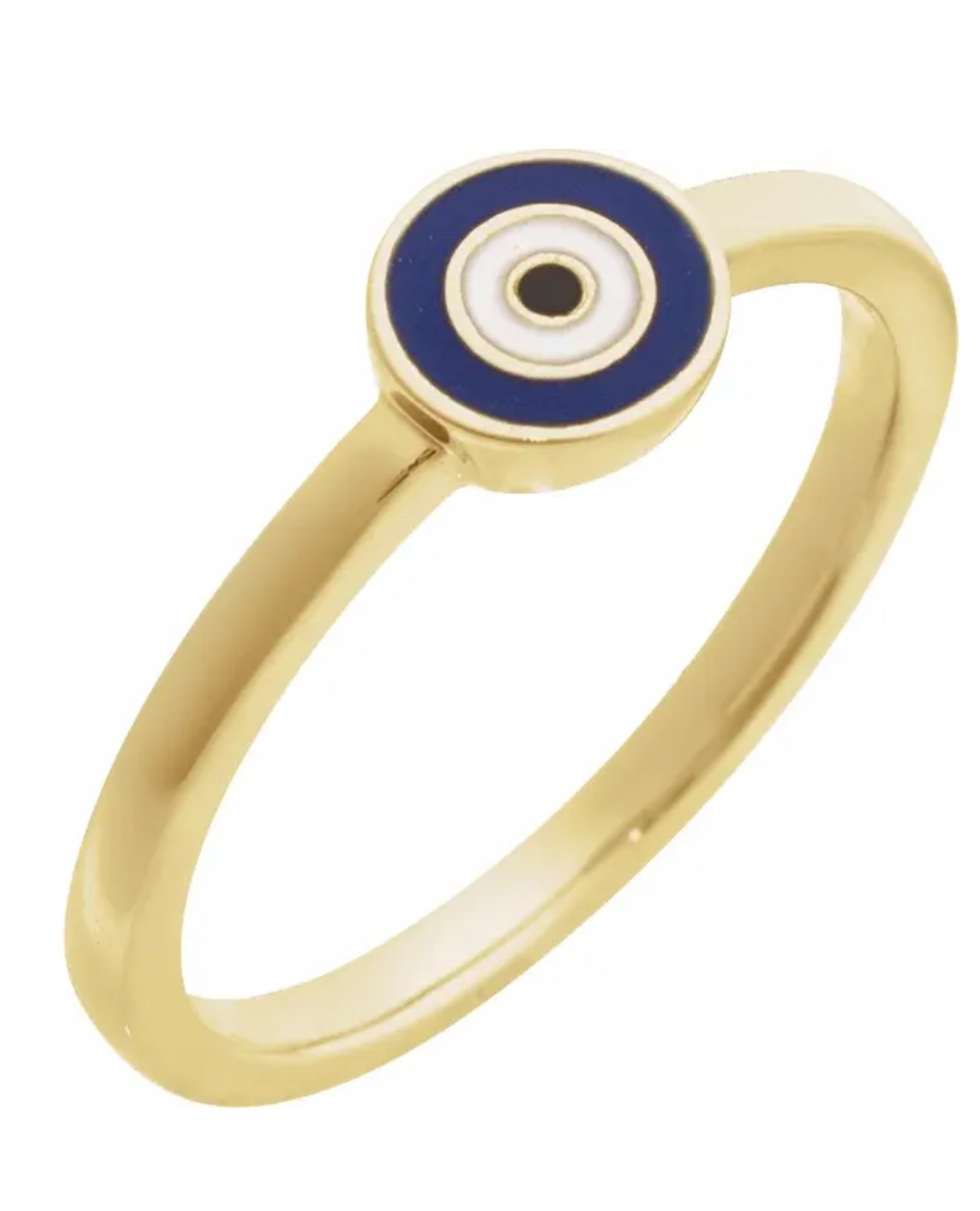 14K Yellow Gold Evil Eye Ring