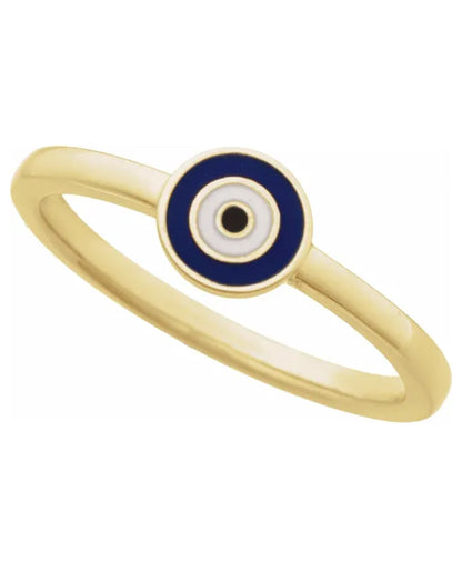 14K Yellow Gold Evil Eye Ring