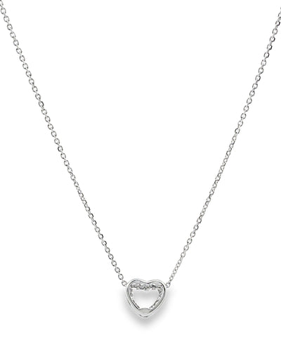 14K White Gold Diamond Heart Necklace