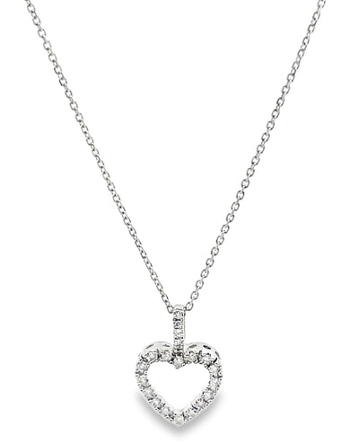 14K White Gold 0.10 carat Diamond Heart Necklace
