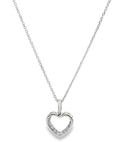 14K White Gold 0.10 carat Diamond Heart Necklace