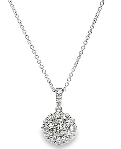 18K White Gold Diamond Pendant Necklace
