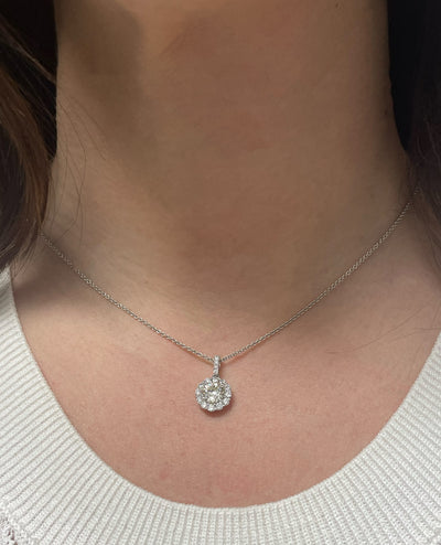 14K White Gold Lab Grown Diamond Pendant Necklace
