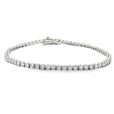 14K White Gold Tennis Bracelet 3.03 Carat Round Diamonds