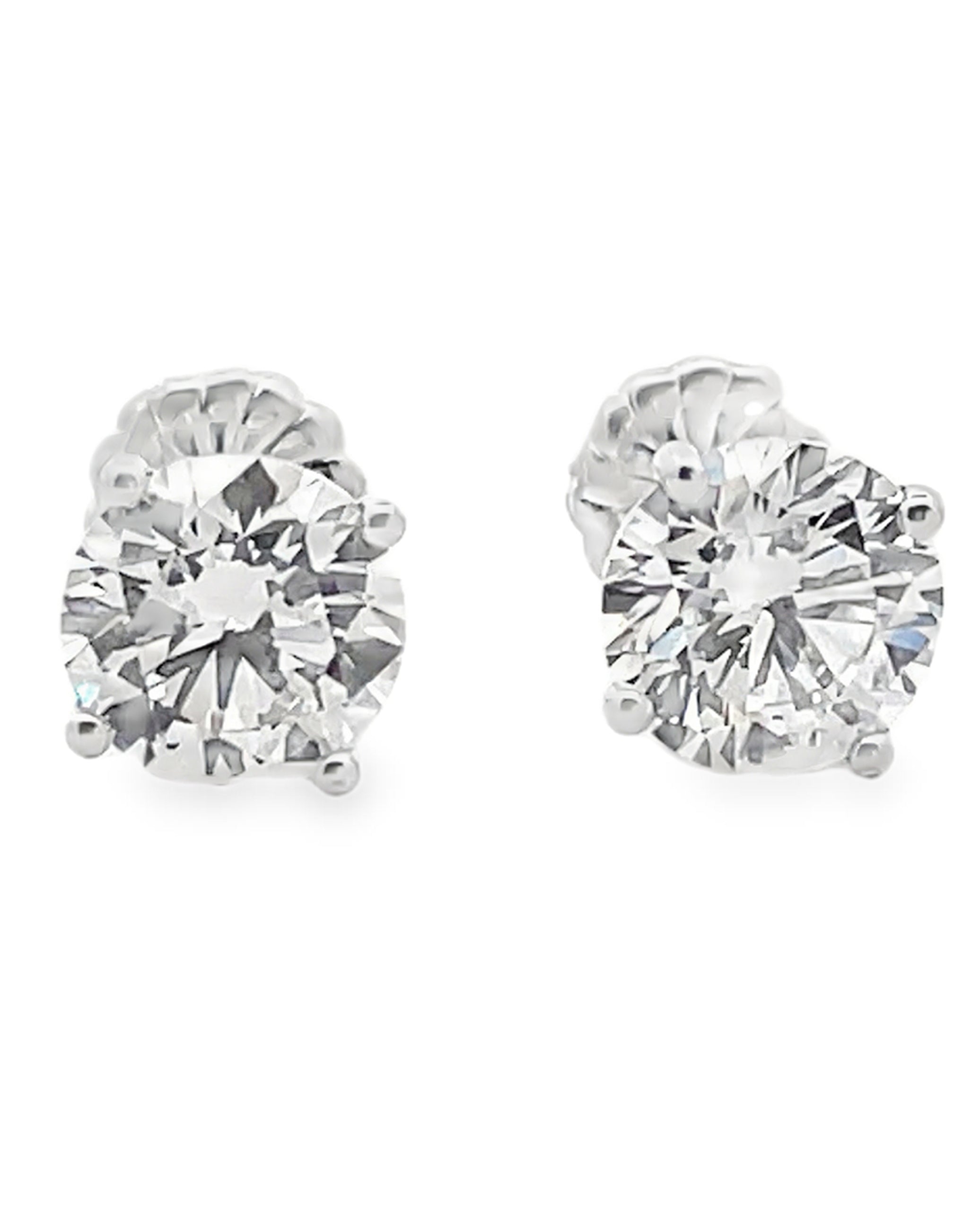 14K White Gold Lab Grown Diamond Martini Stud Earrings- 4.06 Carats