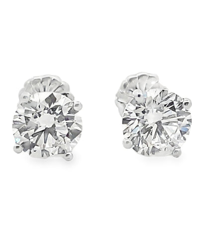 14K White Gold Lab Grown Diamond Martini Stud Earrings- 4.06 Carats