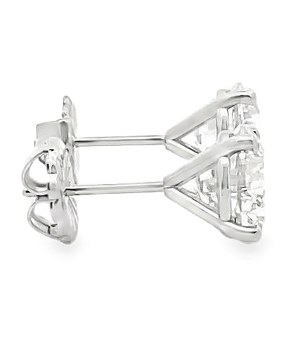14K White Gold Lab Grown Diamond Martini Stud Earrings- 4.06 Carats