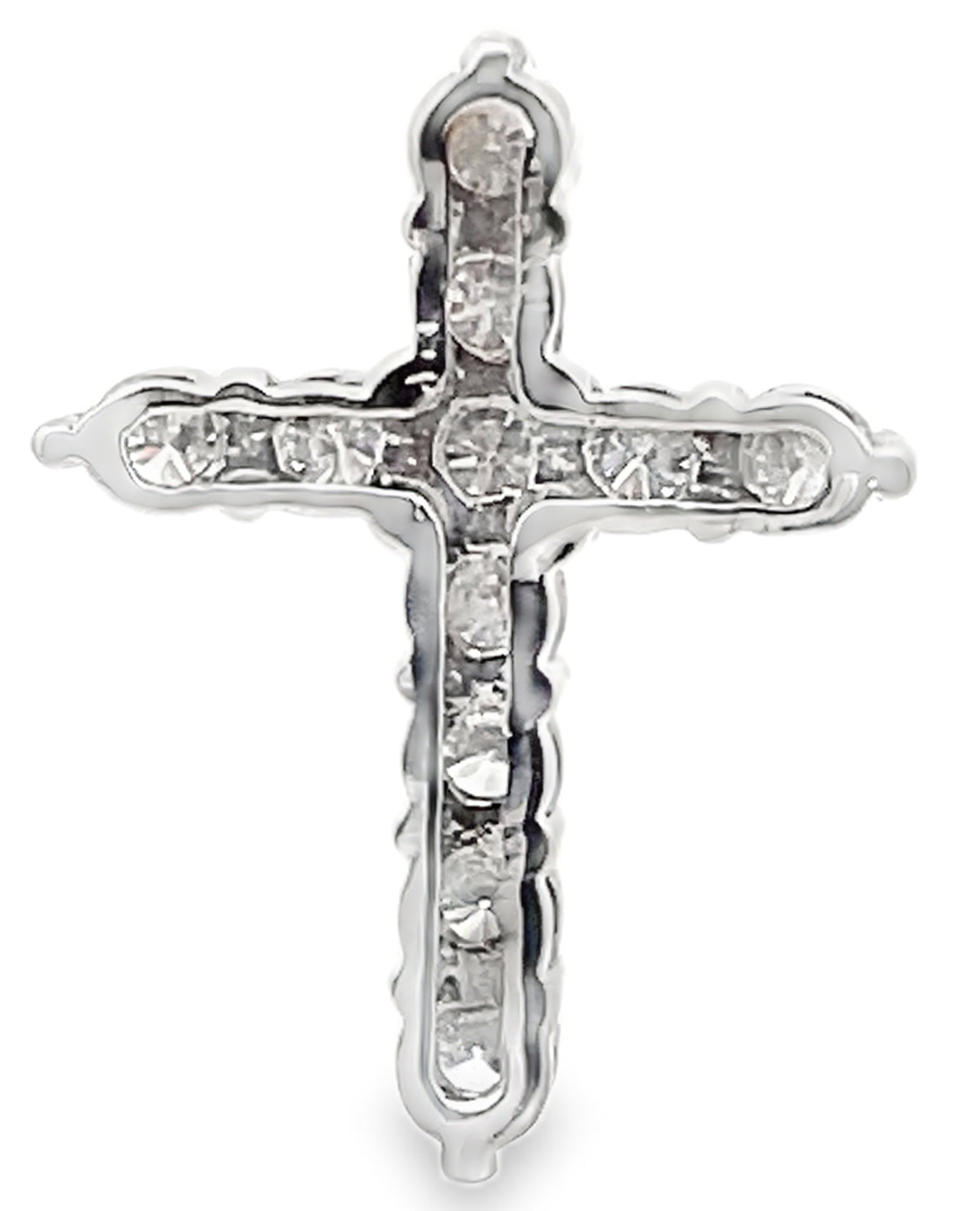 14K White Gold Diamond Cross Pendant 1.15 Carats