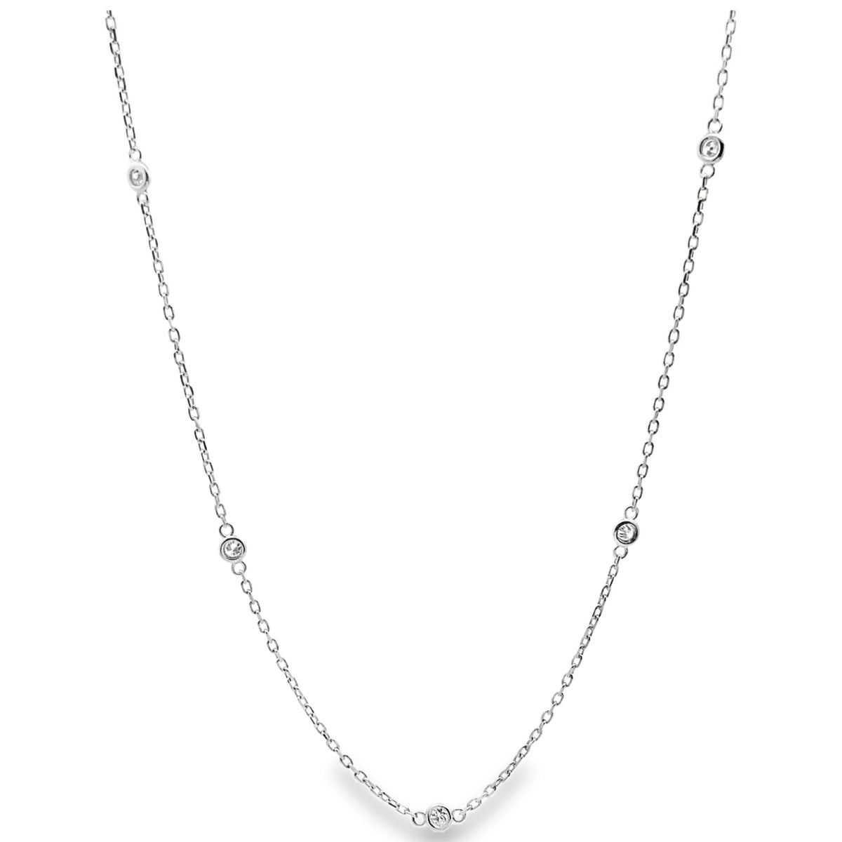 14K White Gold Diamonds By The Yard Necklace- 0.37 carat