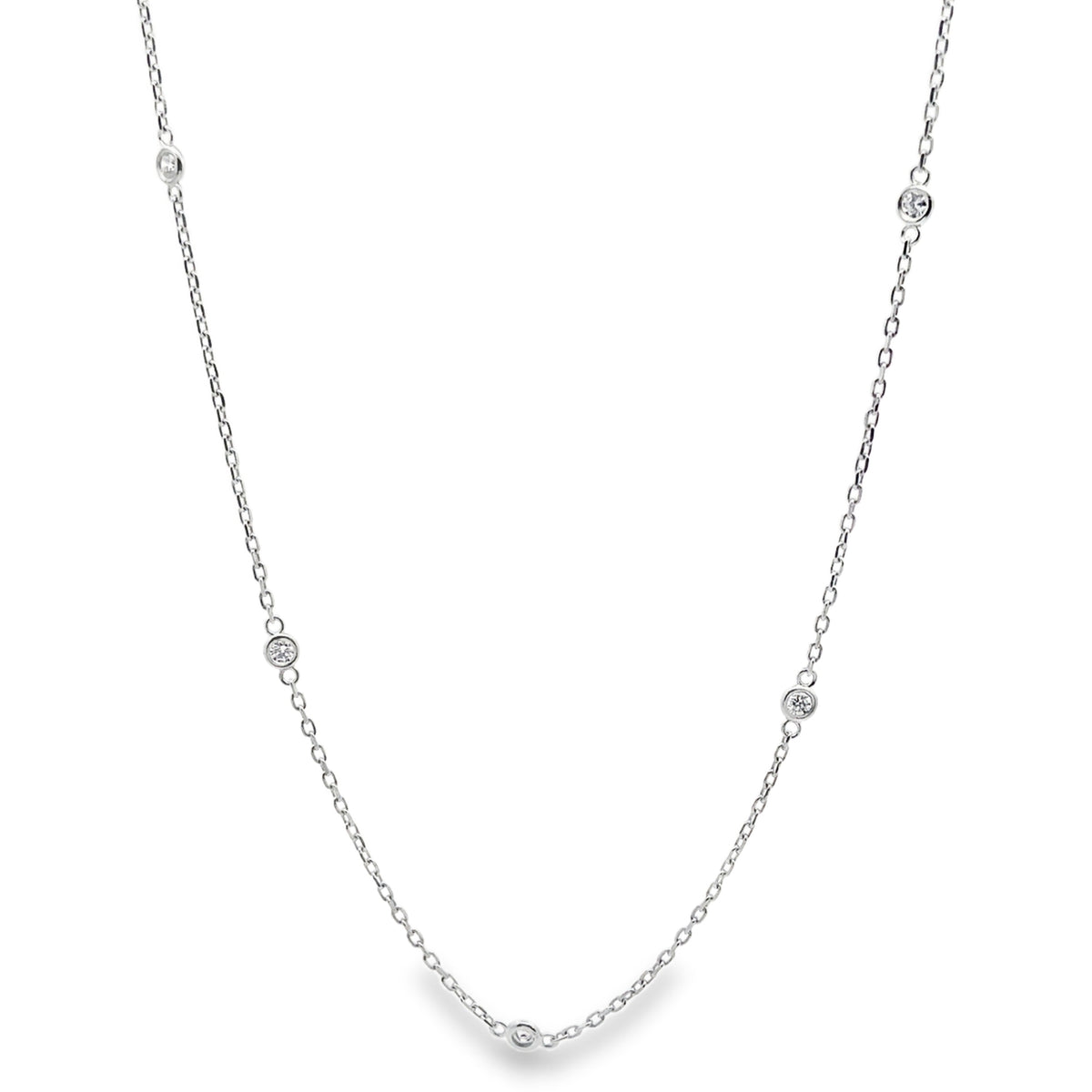 14K White Gold Diamonds By The Yard Necklace- 0.37 carat