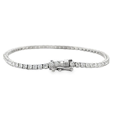 14K White Gold Tennis Bracelet 3.03 Carat Round Diamonds