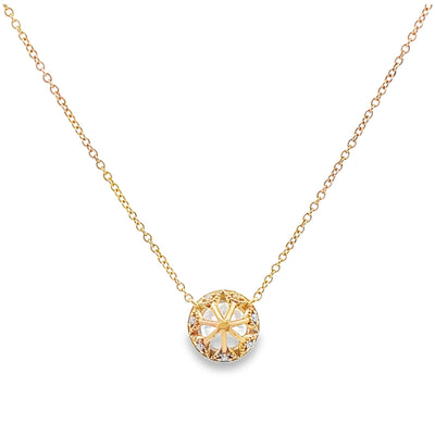 Tacori FP670 Yellow Gold Pendant Necklace Setting 16 Inches for 6.5 Millimeter Round Stone