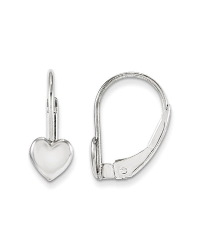 14K White Gold Heart Earrings