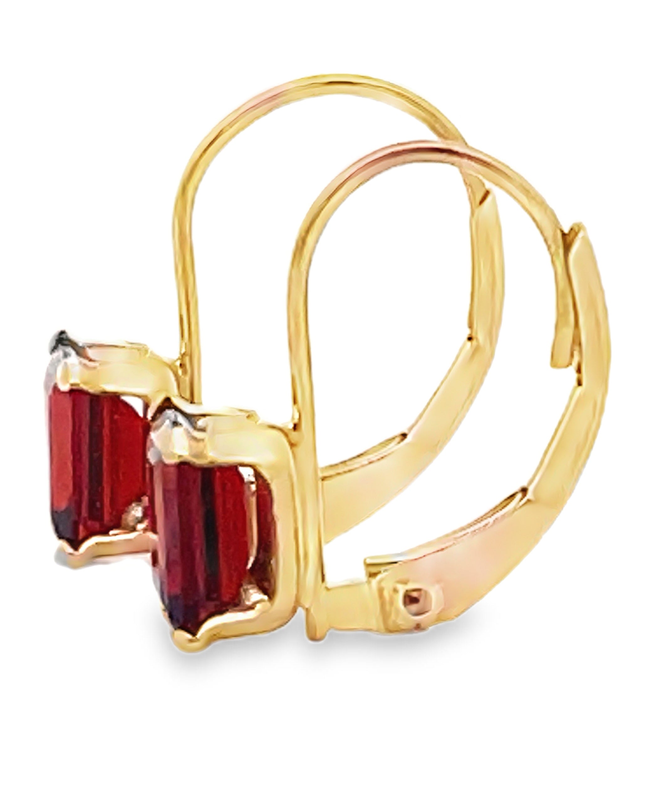 14K Yellow Gold Garnet Drop Earrings