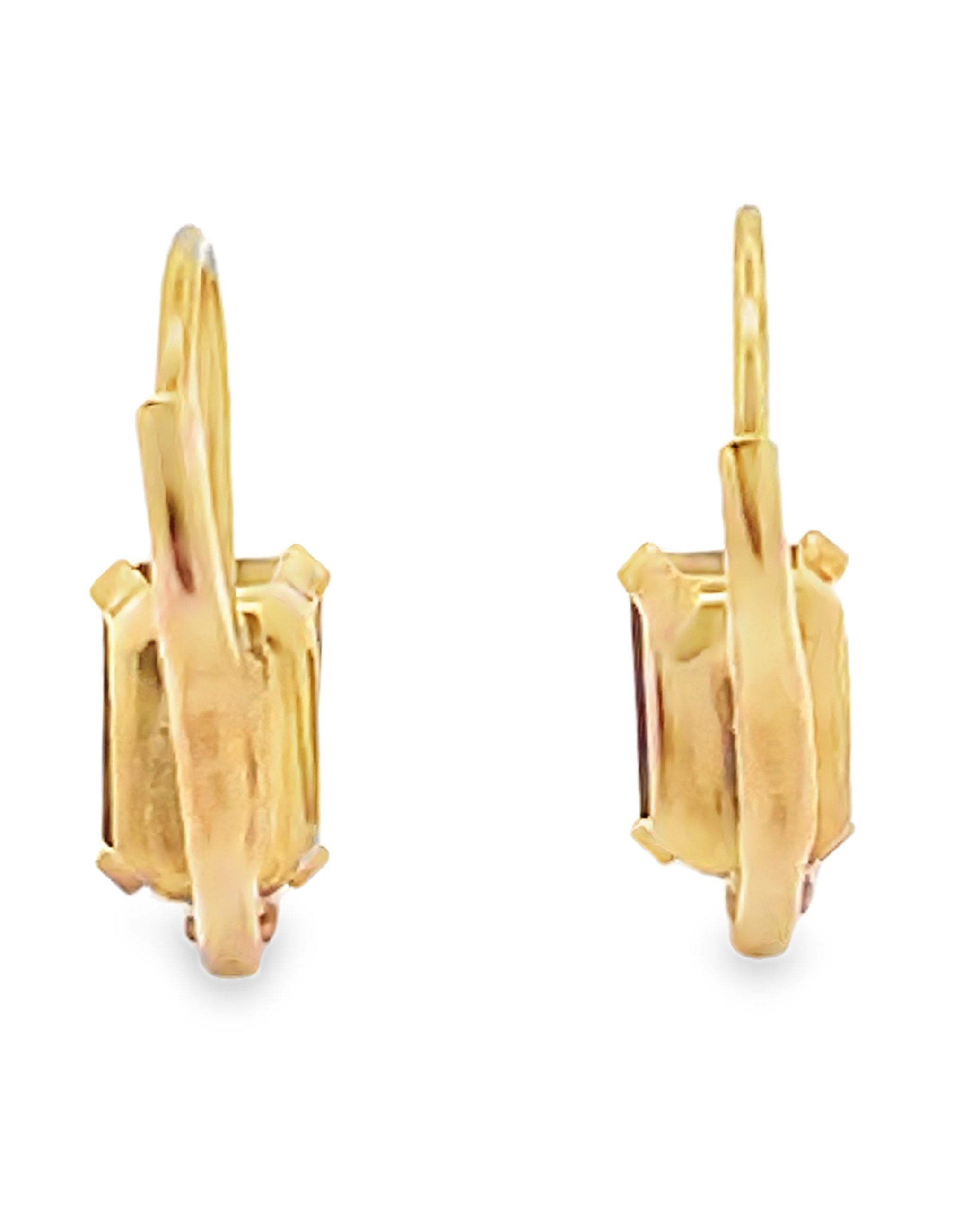 14K Yellow Gold Garnet Drop Earrings