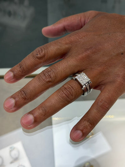 14K White Gold Men's 0.54 Carat Diamond Ring