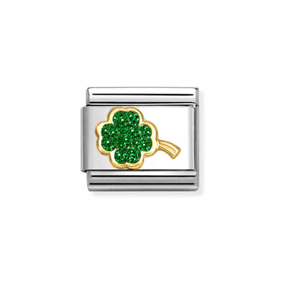 Nomination Composable Link 030220/18 Classic Glitter Symbols Green Four-Leaf Clover