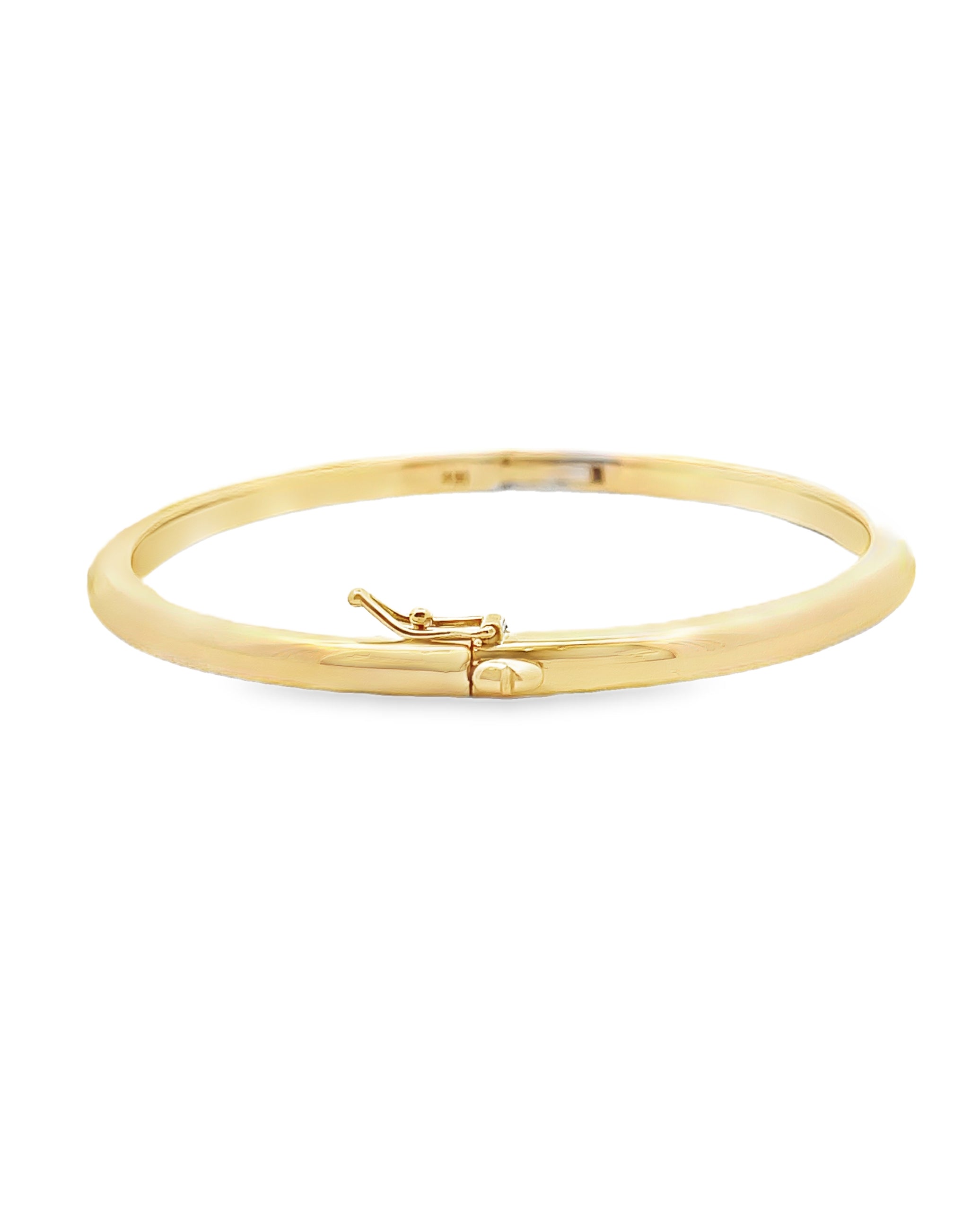 14K Yellow Gold Solid Hinged Bangle Bracelet 3.6mm