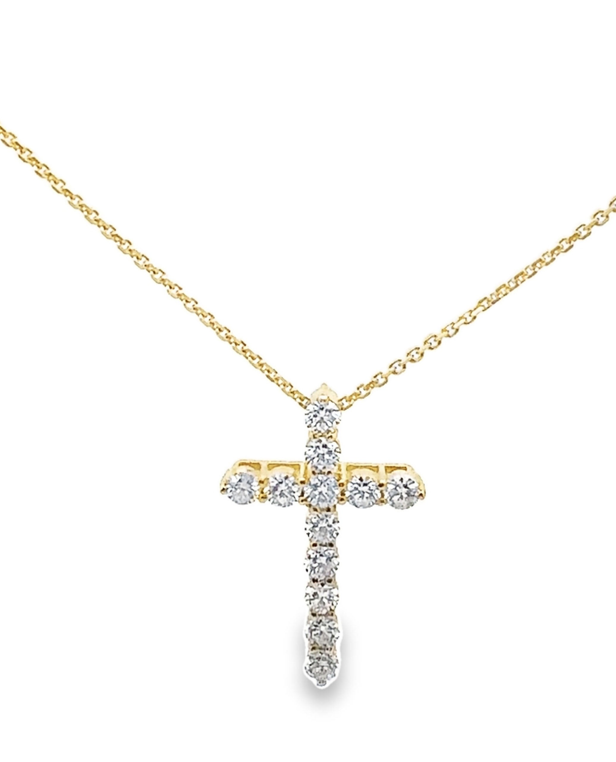 14K Yellow Gold Diamond Cross