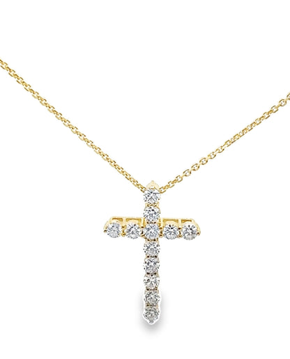 14K Yellow Gold Diamond Cross