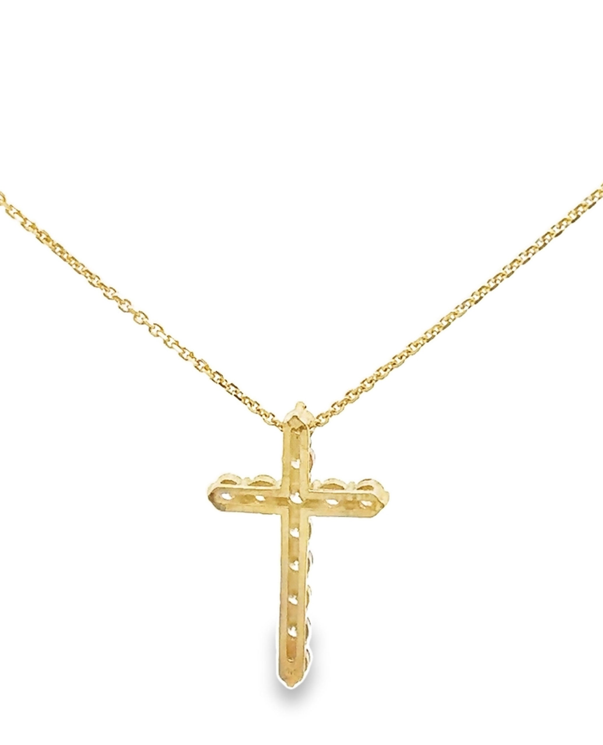 14K Yellow Gold Diamond Cross