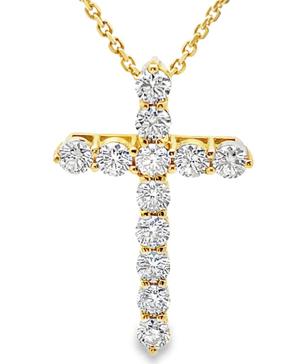 14K Yellow Gold 2.02 Carat Diamond Cross