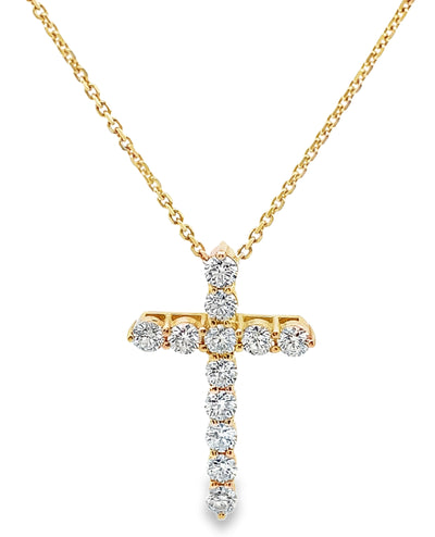 14K Yellow Gold 2.02 Carat Diamond Cross